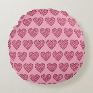Cojín Redondo Corazones de estampado de guepardo rosa