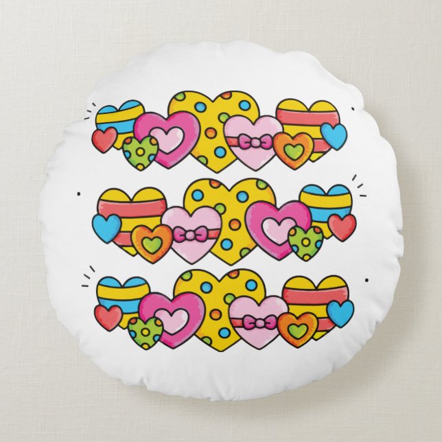 Cojín Redondo Corazones de San Valentín (Anverso)