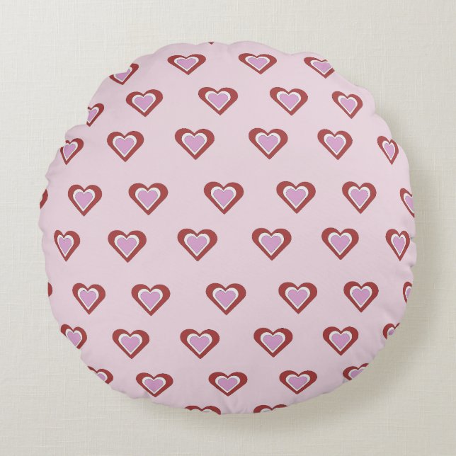 Cojín Redondo Corazones, Día de San Valentín (Anverso)