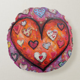 Cojín Redondo Corazones Folksy