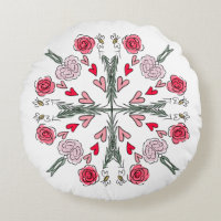 Corazones Lindos Abejas Rosas Patrón Floral Románt