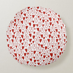 Cojín Redondo Corazones rojos