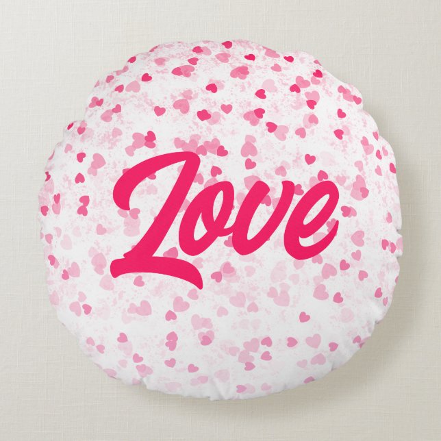 Cojín Redondo Corazones y amor de San Valentín (Anverso)