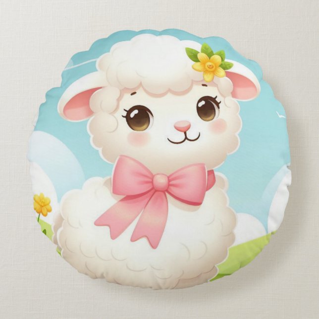 Cojín Redondo Cordero de Pascua (Anverso)