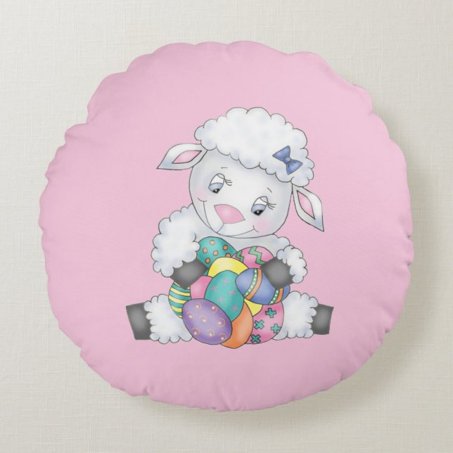 Cojín Redondo Cordero de Pascua (Anverso)