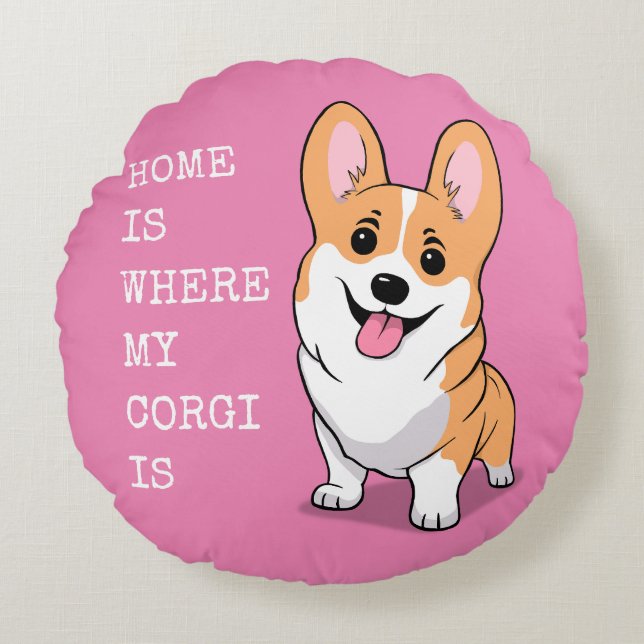 Cojín Redondo Corgi (Anverso)