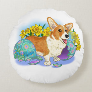Cojín Redondo Corgi de dos lados