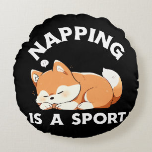 Cojín Redondo Corgi Divertido Durmiendo Es un Deporte Amante de 