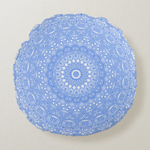 Cojín Redondo Cornflower Blue Symmetry Mandala