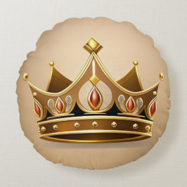 Cojín Redondo Corona Dorada Elegante
