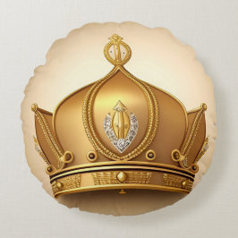 Cojín Redondo Corona Dorada Elegante