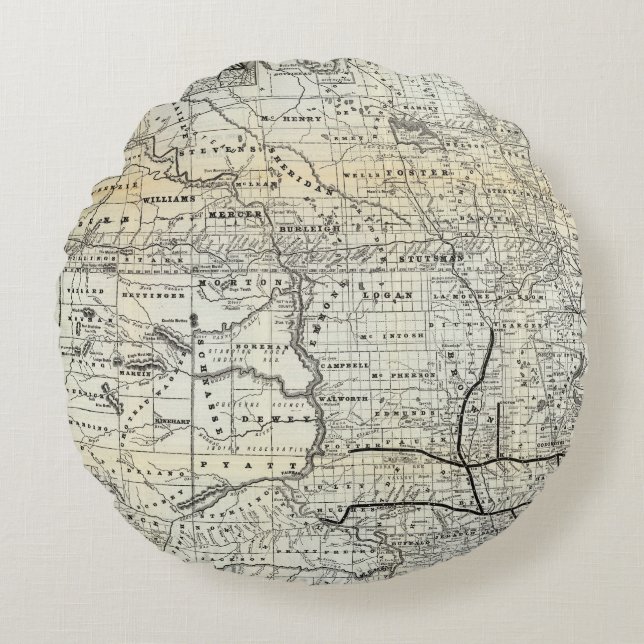 Cojín Redondo Corrija el mapa de Dakota (Anverso)