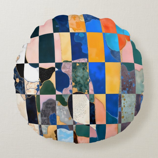 Cojín Redondo Cortina Luxe Checkerboard (Anverso)