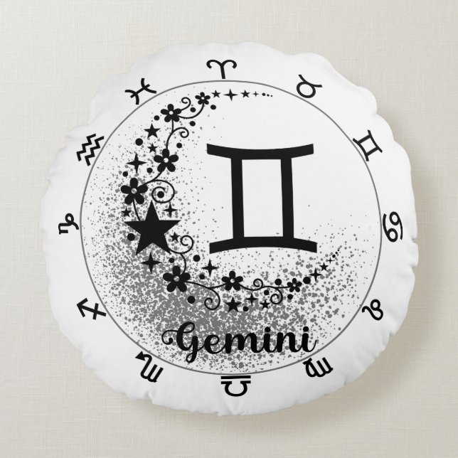 Cojín Redondo Cosmic Comfort Cushion: Acepte su Gemini interno (Anverso)