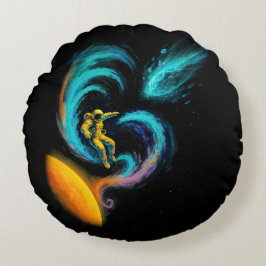 Cojín Redondo Cosmic Drift: Swirling Nebula Journey