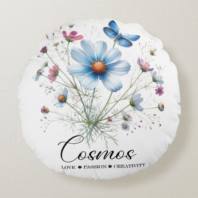 Cojín Redondo Cosmic Nest • October Birth Flower Round Pillow  (Anverso)