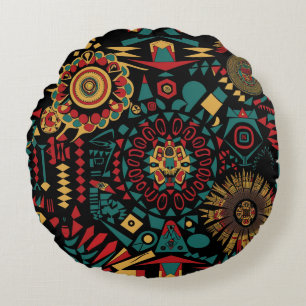 Cojín Redondo Cosmo Verde azulado "Patrones de Inspiración en el