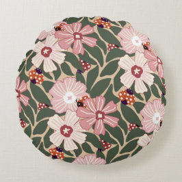 Cojín Redondo Cosmo Woodland Ladybugs & Wildflower Earthy Colour