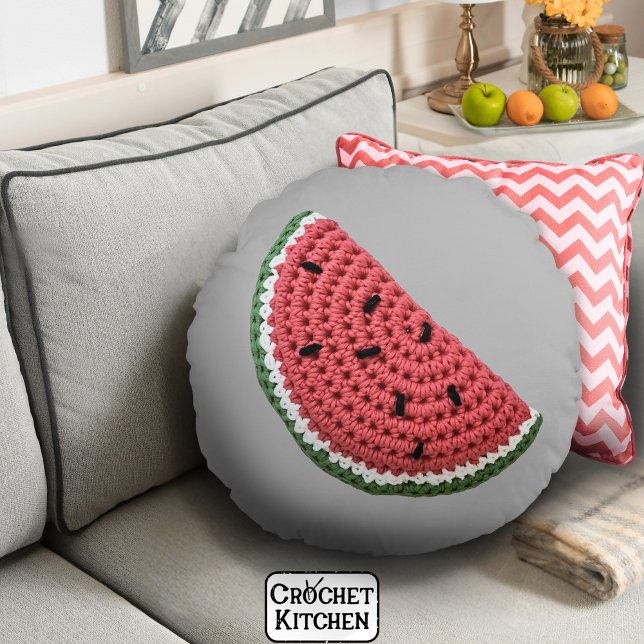 Cojín Redondo Cosmosa abuela minimalista Vibe Crochet Watermelon (Subido por el creador)