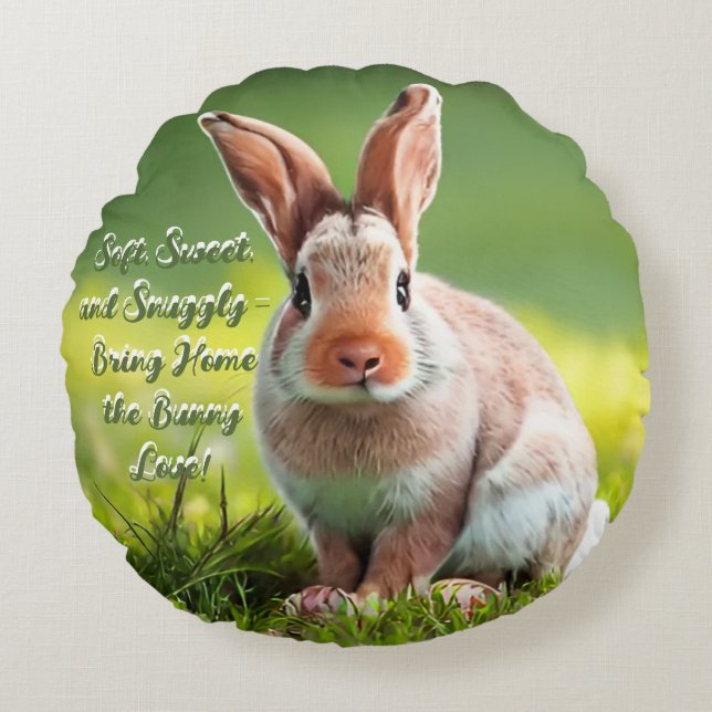 Cojín Redondo Cosmosa colilla de conejo - Cushiro de conejo blan (Anverso)