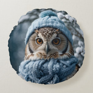Cojín Redondo Cosmoso y caprichoso invierno Wonderland Owl