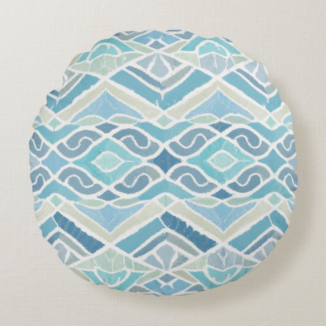 Cojín Redondo Costa/playa/azul marino (Anverso)