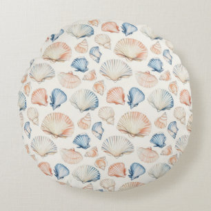 Cojín Redondo Costa Rústica - Aguas marinas, pez estrella, arrec