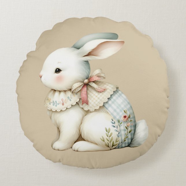 Cojín Redondo Cottagecore Bunny Charm (Anverso)