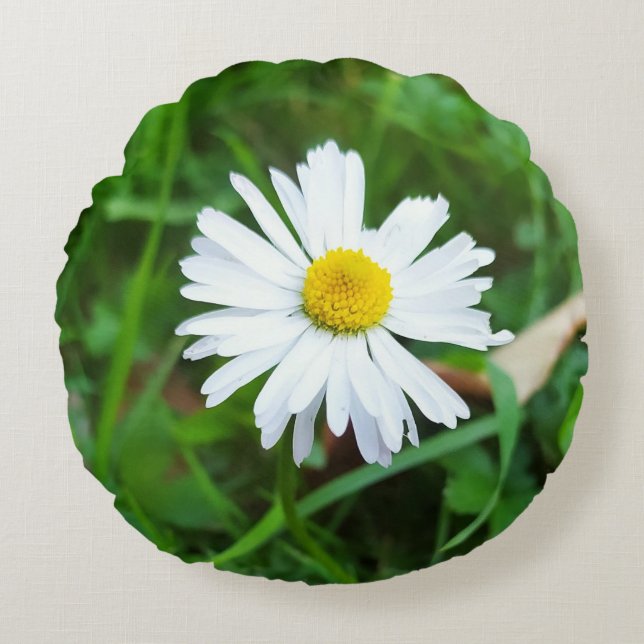 Cojín Redondo Coussin décoratif rond, Motif marguerite  (Anverso)