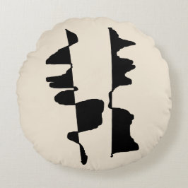Cojín Redondo Coussin Rond Abstrait Dual Face - Écru Noir