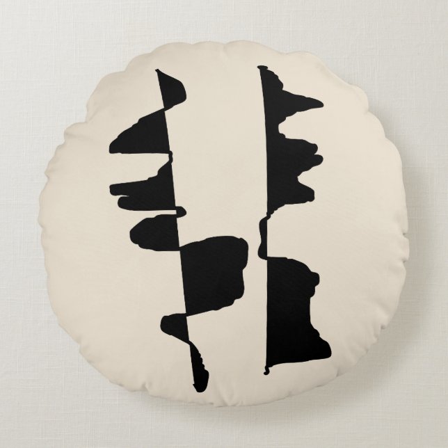 Cojín Redondo Coussin Rond Abstrait Dual Face - Écru Noir (Anverso)