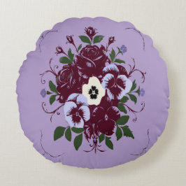Cojín Redondo Coussin Rond Bouquet de Violettes