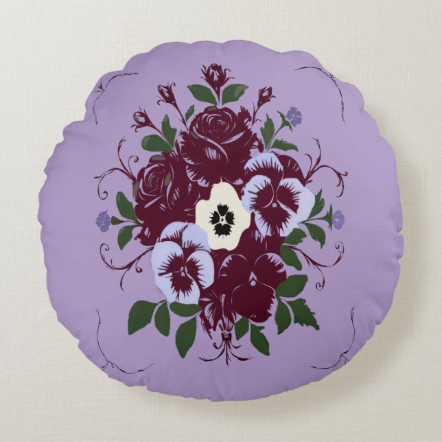 Cojín Redondo Coussin Rond Bouquet de Violettes (Anverso)