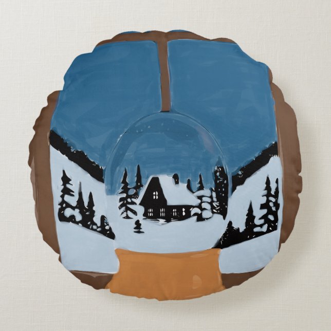 Cojín Redondo Coussin Rond Décoratif Hivernal - Boule à Neige (Anverso)