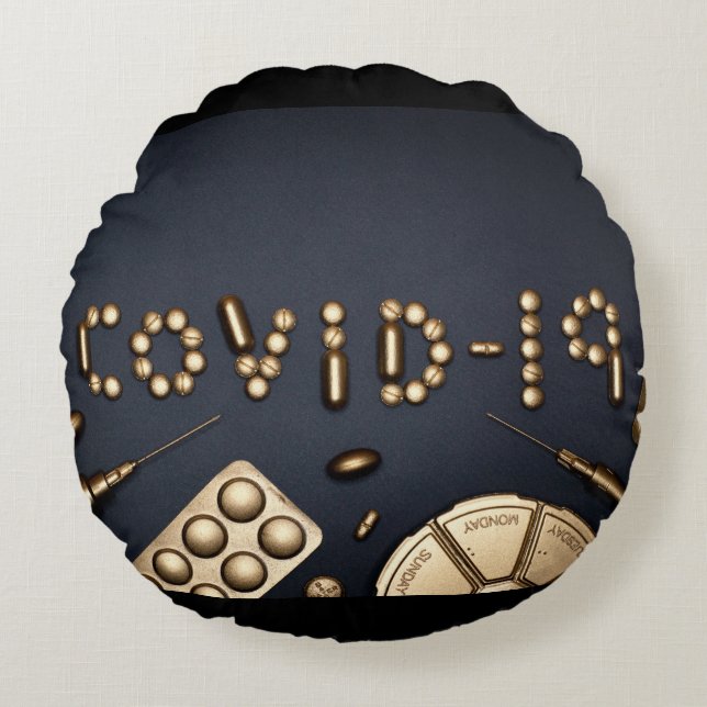 Cojín Redondo Covid-19 (Anverso)