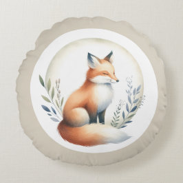 Cojín Redondo Cozy Critter - Fox Illustration 