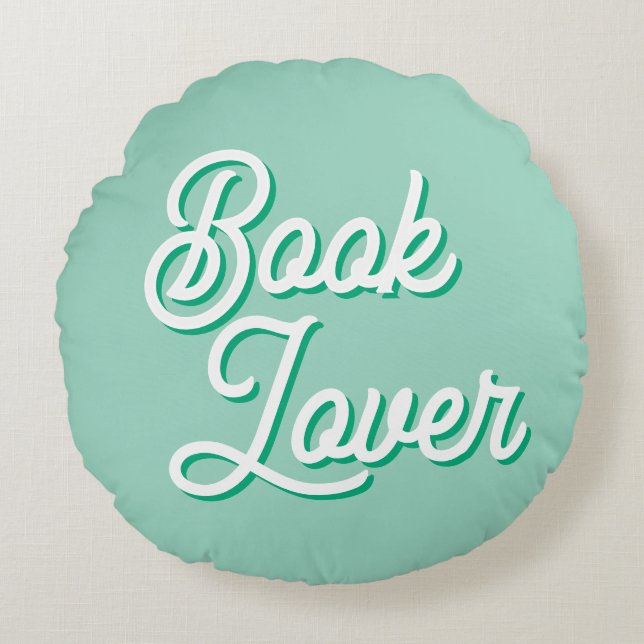 Cojín Redondo Cozy Green Book Lover Round Throw Pillow (Anverso)