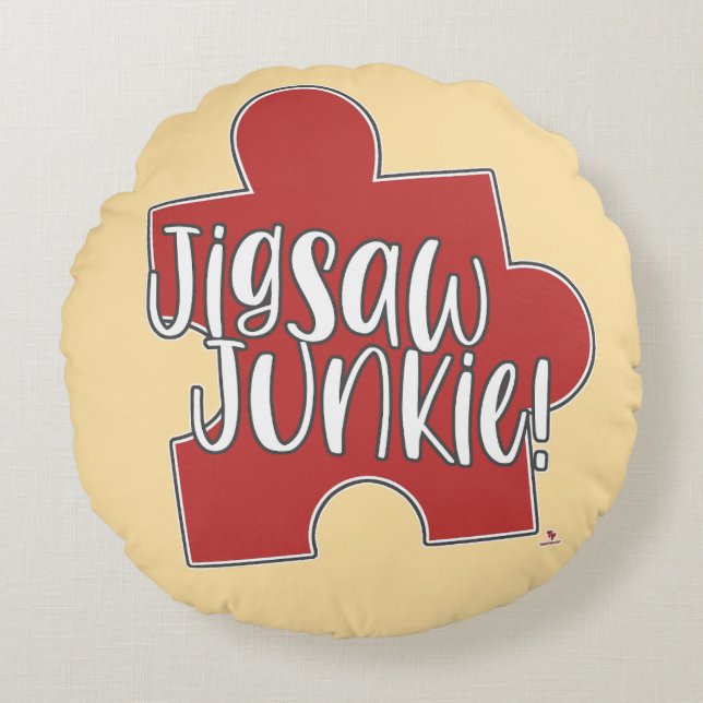 Cojín Redondo Cozy Jigsaw Junkie Puzzle Lifestyle Hobby Art (Anverso)