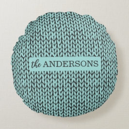 Cojín Redondo Cozy Warm Knit Pattern Winter Throw Pillow