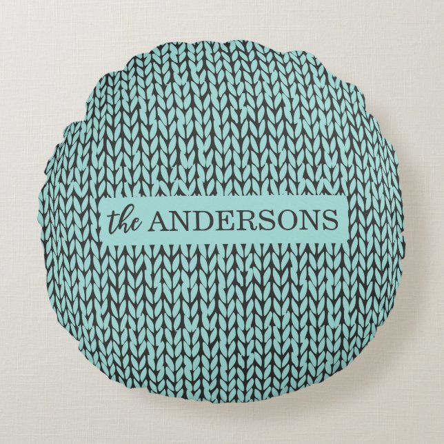 Cojín Redondo Cozy Warm Knit Pattern Winter Throw Pillow (Anverso)