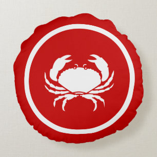 Cojín Redondo CRAB y langosta rojas y blancas