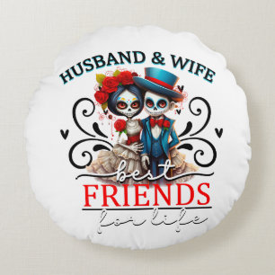 Cojín Redondo Cráneo de azúcar de pareja