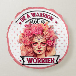 Cojín Redondo Cráneo de azúcar rosa y Bonito