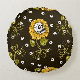 Cojín Redondo Cránulos de girasol: Patrón único sin foco.