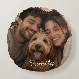 Cojín Redondo Crea tu propia familia personalizada