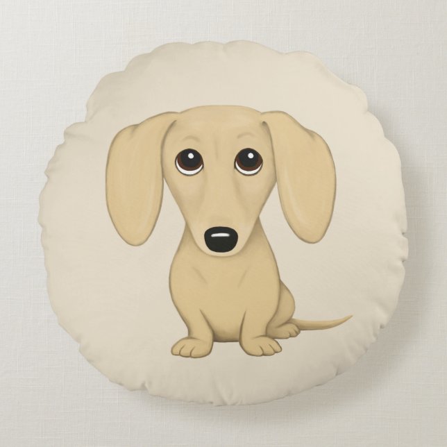 Cojín Redondo Cream Dachshund Cute Personalizado Wiener Dog (Anverso)