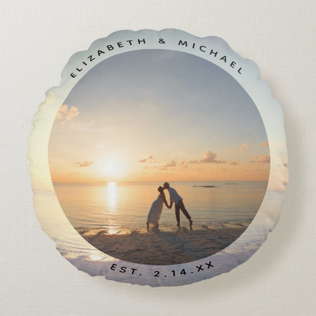 Cojín Redondo Crear su propia foto de Boda memorable Personaliza (Anverso)