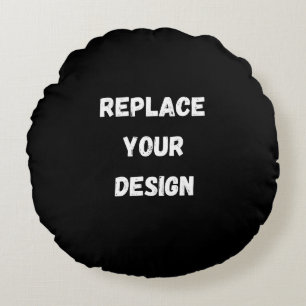 Cojín Redondo Crear su propio diseño personalizado negro