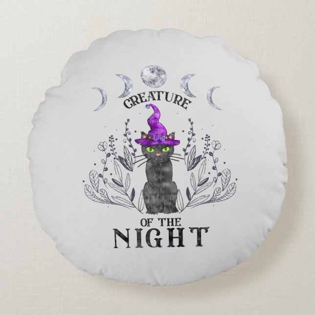 Cojín Redondo Creatura de la noche (Anverso)