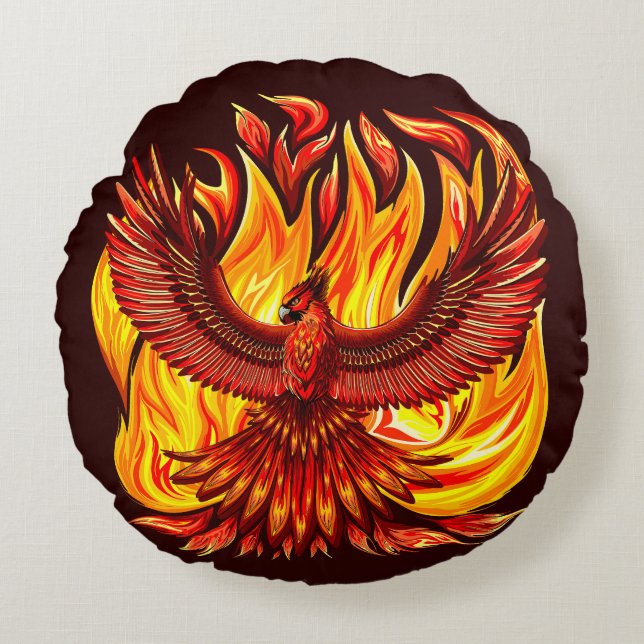 Cojín Redondo Creatura mitológica inmortal de Phoenix (Anverso)